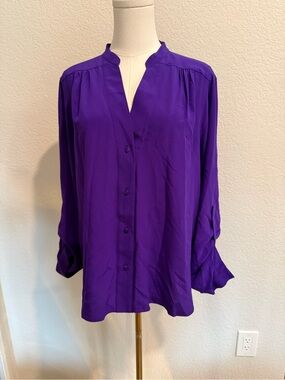 Diane Von Furstenberg Vibrant Purple Button-Front Blouse
